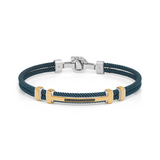 Gold, Silver and Stainless Steel Bracelet with Black and White Diamonds