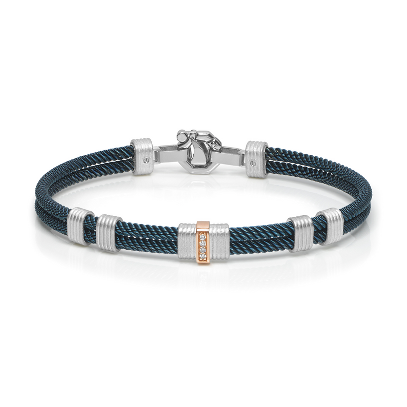 Rose Gold, Silver and Stainless Steel Bracelet with Diamonds