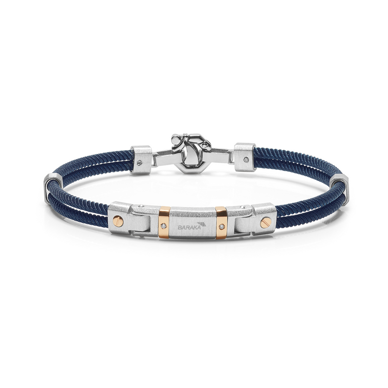 Rose Gold, Silver and Stainless Steel Bracelet with Diamonds