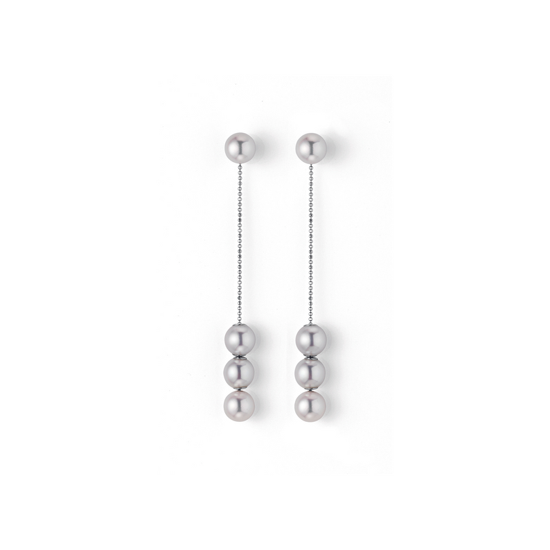 Sliding Akoya Pearl and Gold Drop Earrings