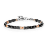 Gold, Silver, Carbon Fiber and Stainless Steel Bracelet with Diamonds