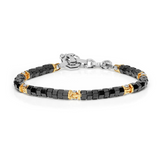 Gold, Silver, Carbon Fiber and Stainless Steel Bracelet with Diamonds