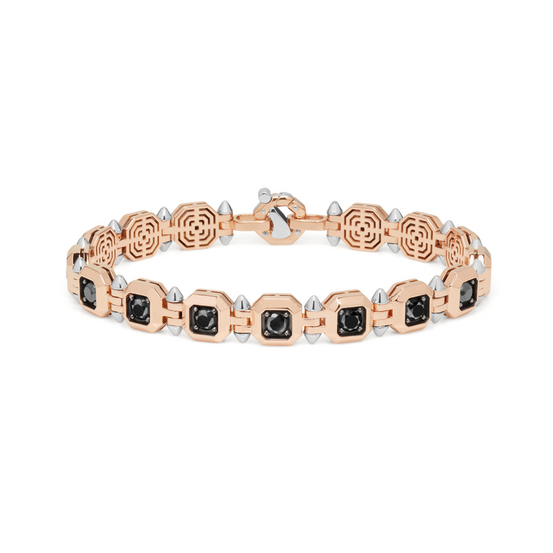 Rose Gold Bracelet with Black and White Diamonds