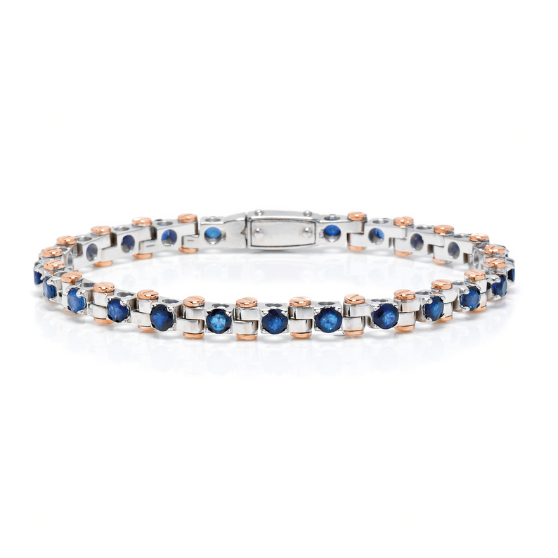 Rose and White Gold Bracelet with Blue Sapphires and Diamonds