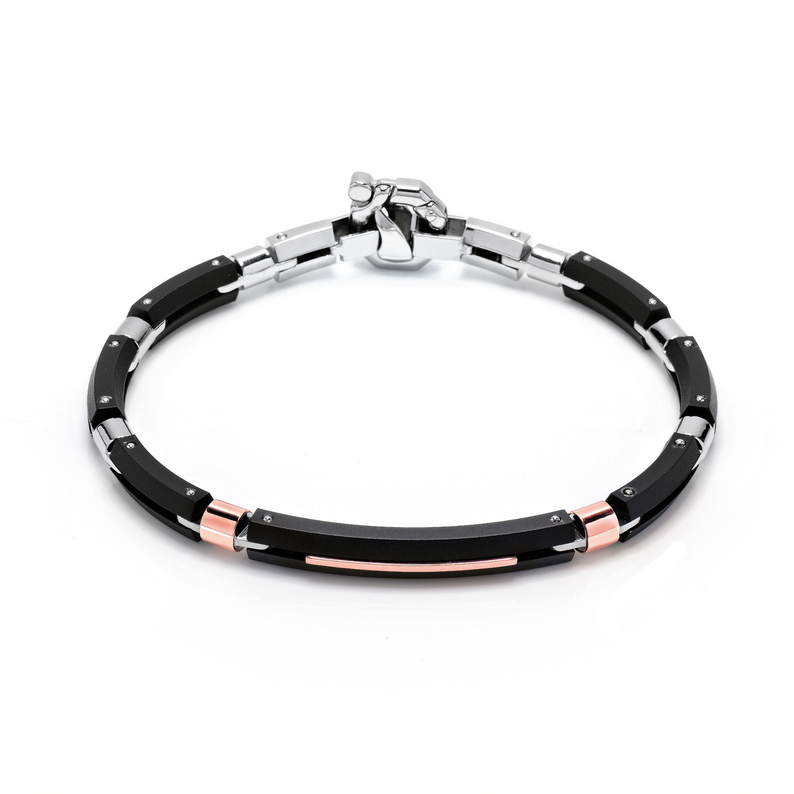Rose Gold and Stainless Steel Bracelet with Diamonds