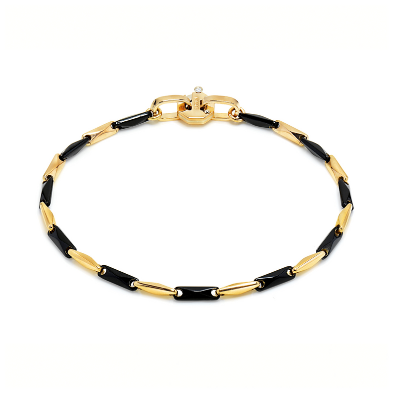 Gold and Ceramic Bracelet with Diamonds
