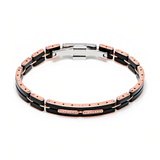 Rose Gold, Ceramic and Stainless Steel Bracelet with Diamonds