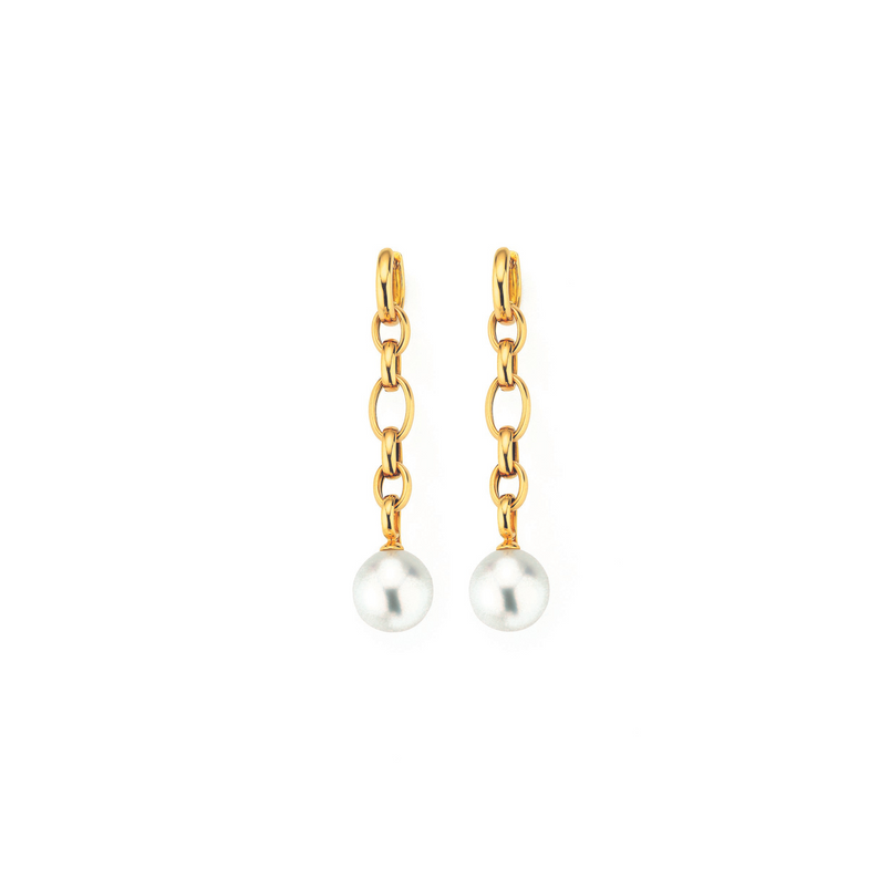 South Sea Pearl and Gold Earrings with Removable Chain