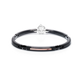 Rose Gold, Ceramic and Stainless Steel Bracelet with Diamonds