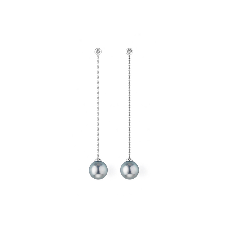 Tahiti Pearl and Gold Earrings with Diamonds