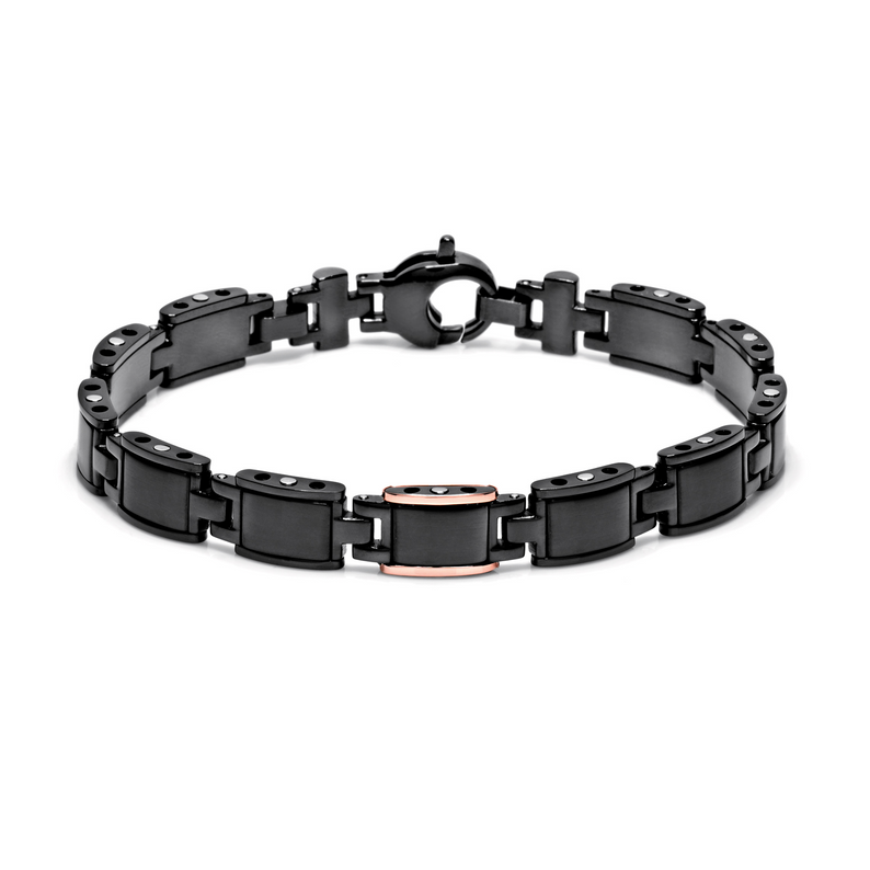 Rose Gold and Stainless Steel Bracelet with Diamonds