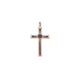 Rose Gold Cross Pendant with Black Diamonds