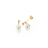 Diamond and Gold Stud Earrings with Detachable Akoya Pearls