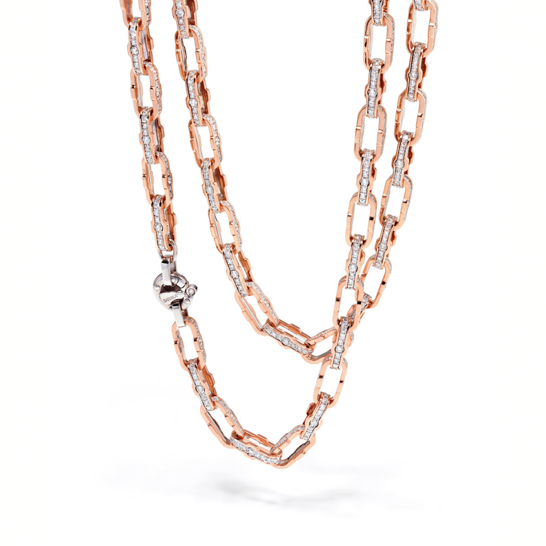White and Rose Gold Necklace with Diamonds