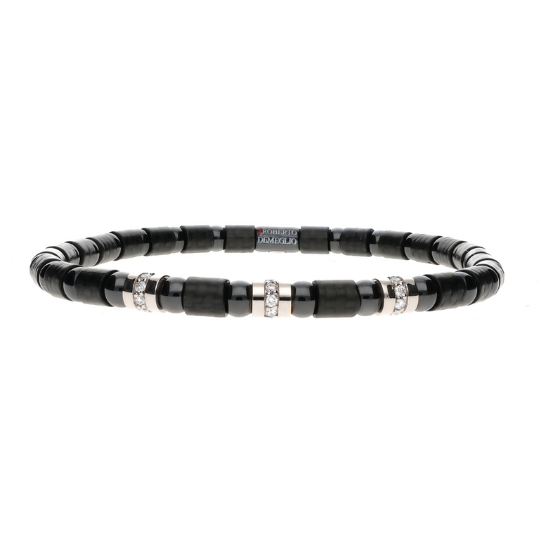 Carbon Fiber, Ceramic and Diamond Bracelet