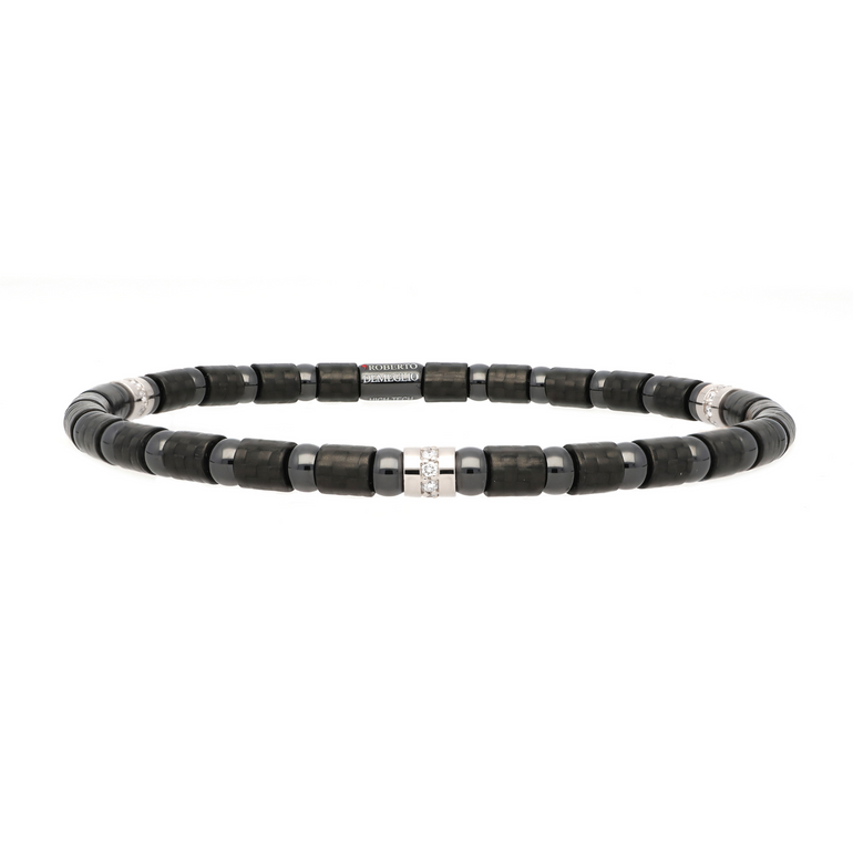 Carbon Fiber, Ceramic and Diamond Bracelet