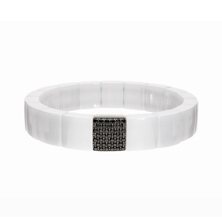 Domino White Ceramic and Black Diamond Bracelet