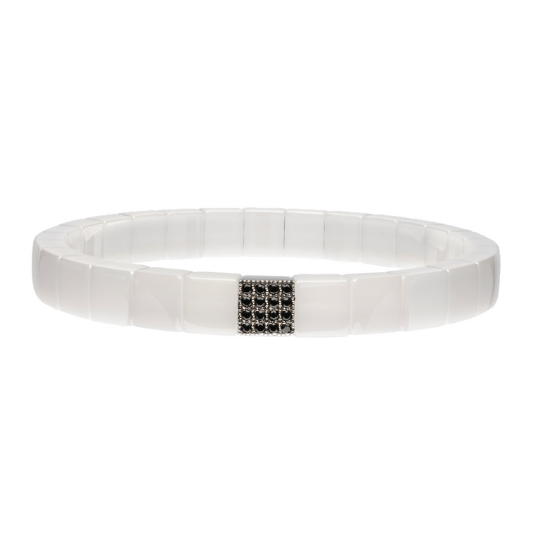 Scacco White Ceramic and Black Diamond Bracelet