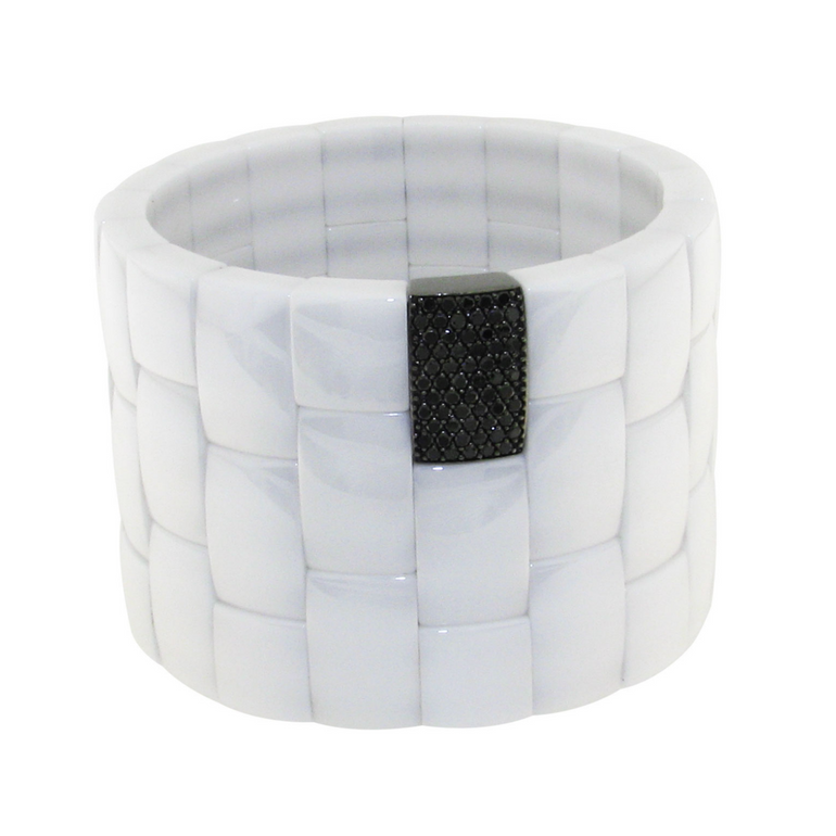 Domino White Ceramic and Black Diamond Bracelet