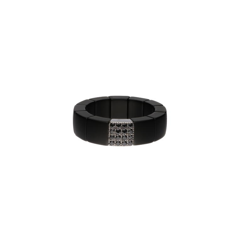 Scacco Black Ceramic and Black Diamond Ring