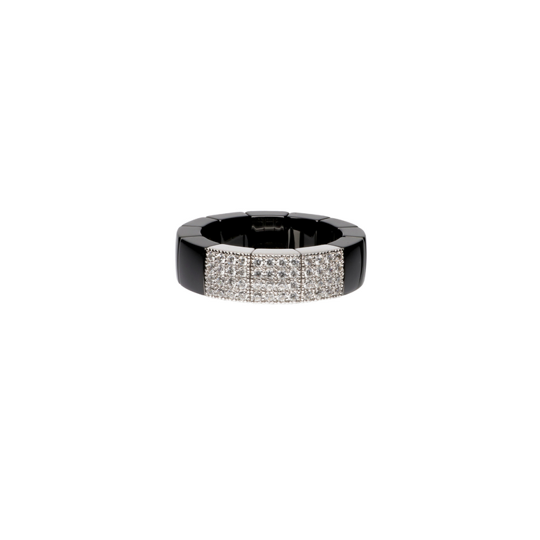 Scacco Black Ceramic and Diamond Ring