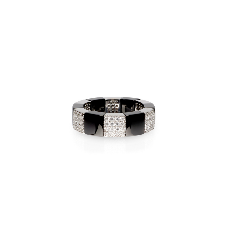 Scacco Black Ceramic and Diamond Ring