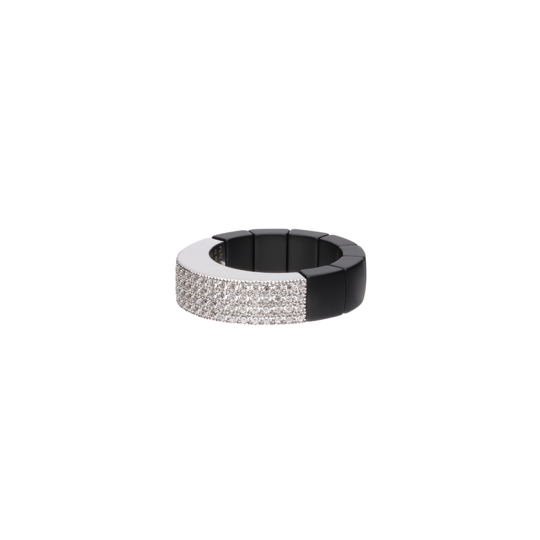 Scacco Black Ceramic and Diamond Ring