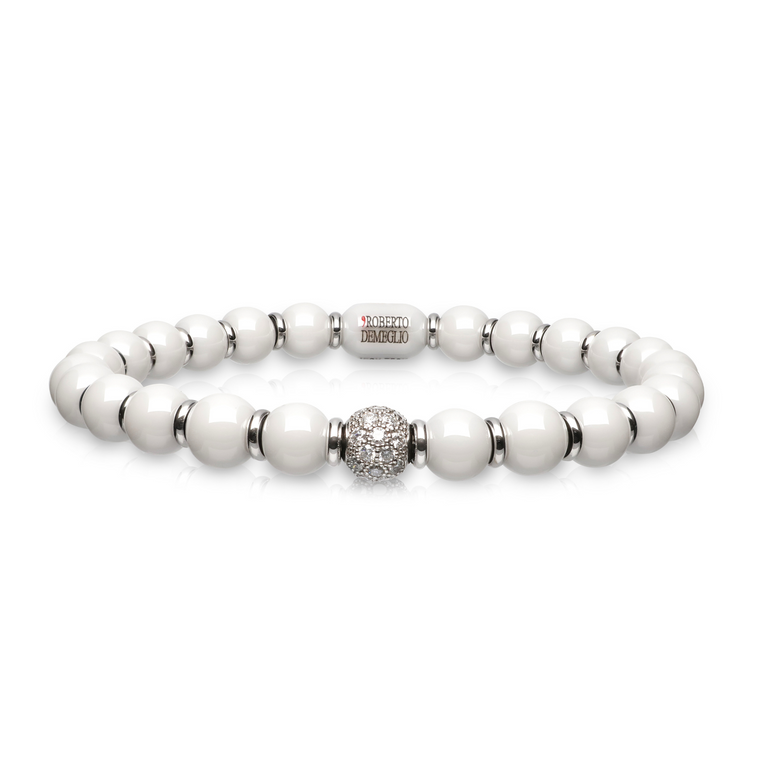 Sfera White Ceramic and Diamond Bracelet