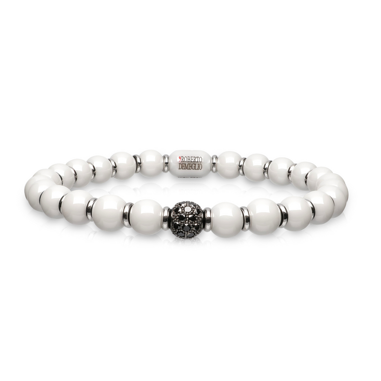 Sfera White Ceramic and Black Diamond Bracelet