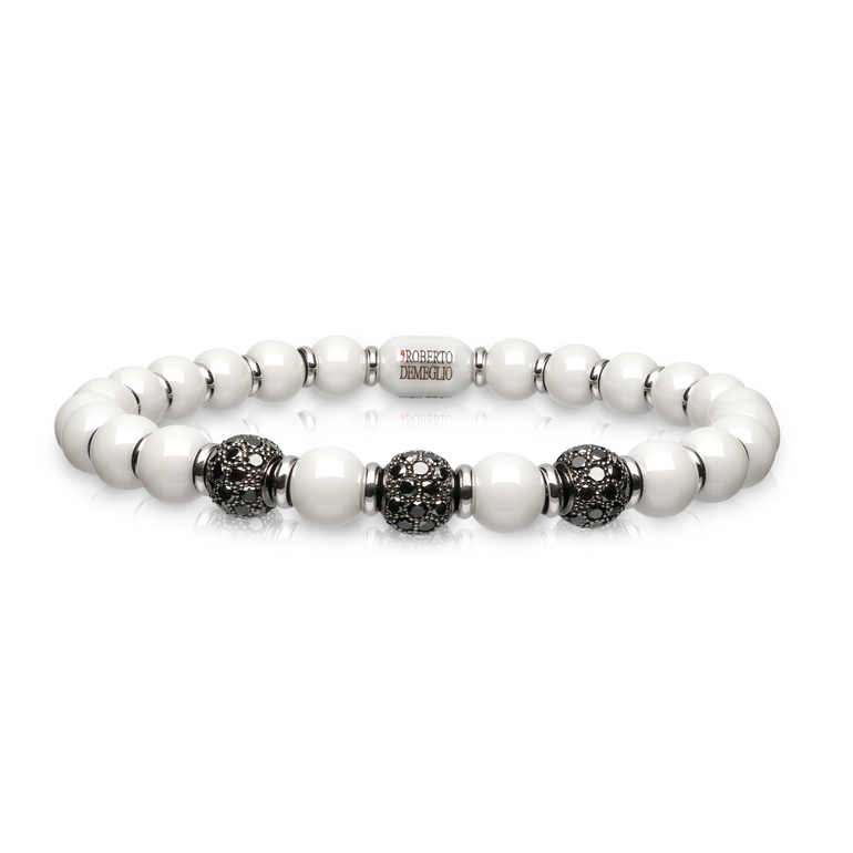 Sfera White Ceramic and Black Diamond Bracelet