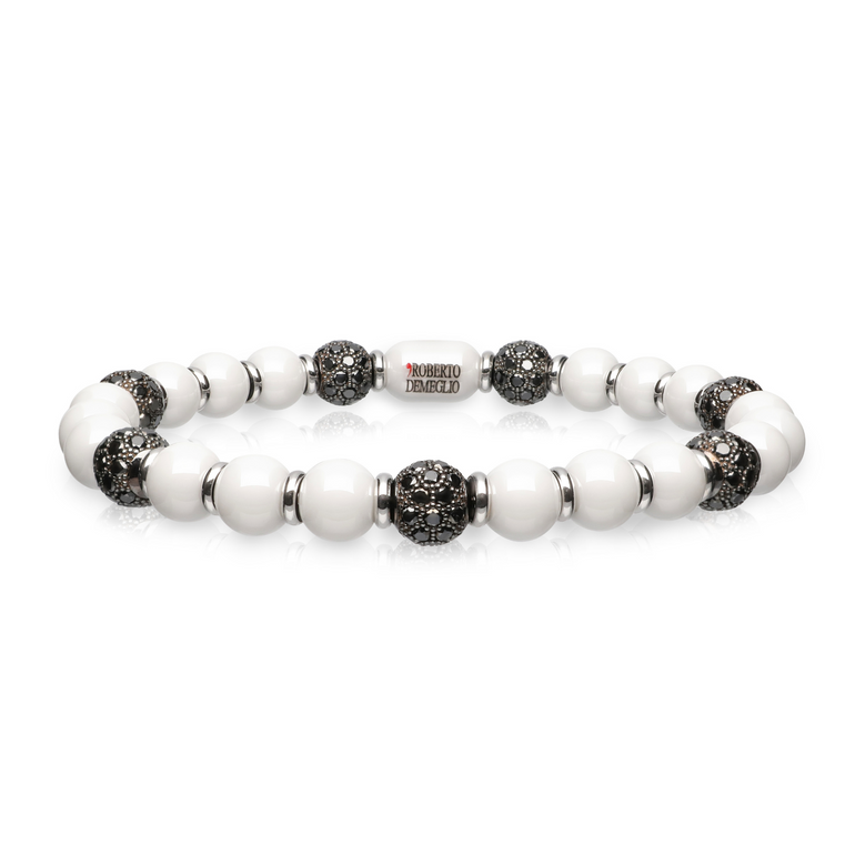 Sfera White Ceramic and Black Diamond Bracelet