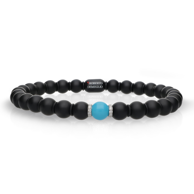 Sfera Large Black Ceramic, Turquoise and Diamond Bracelet