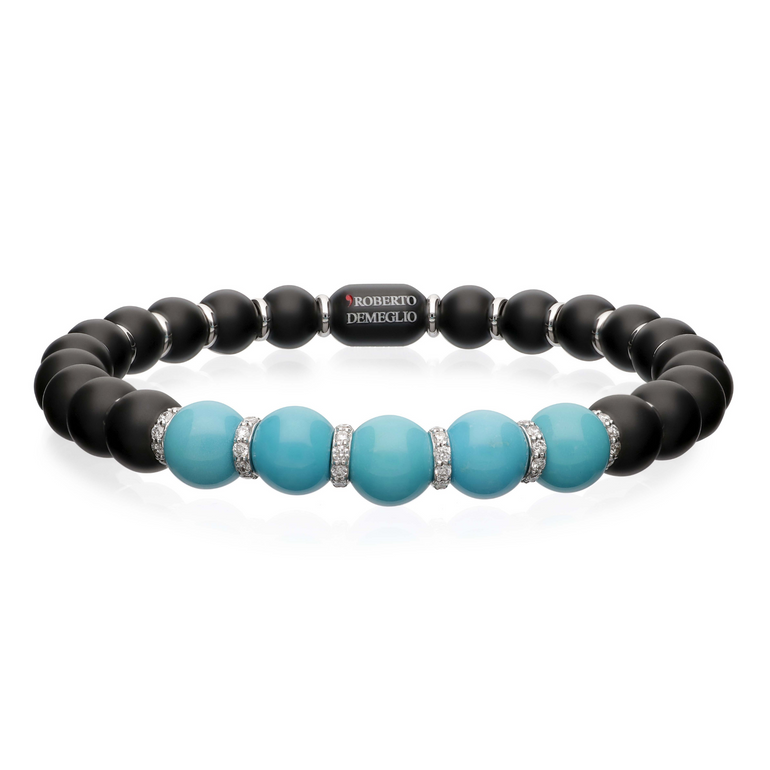 Sfera Black Ceramic, Turquoise and Diamond Bracelet