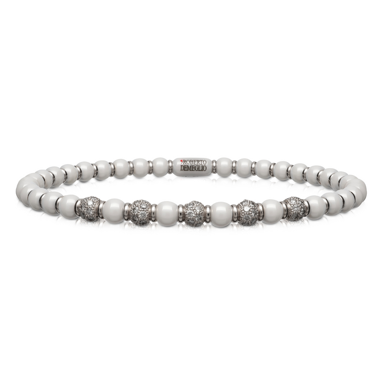 Sfera Small White Ceramic and Diamond Bracelet