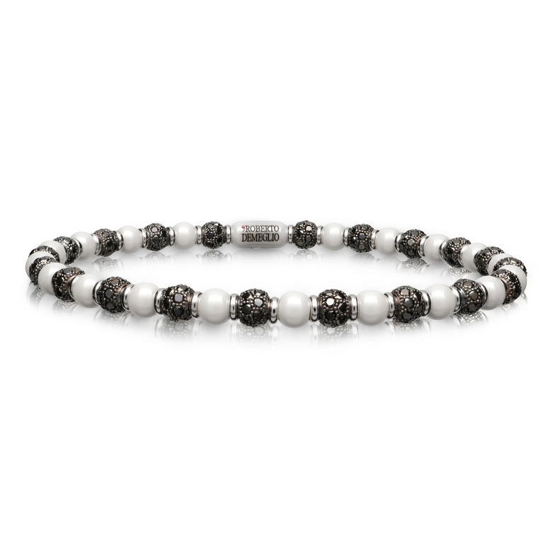 Sfera Small White Ceramic and Black Diamond Bracelet