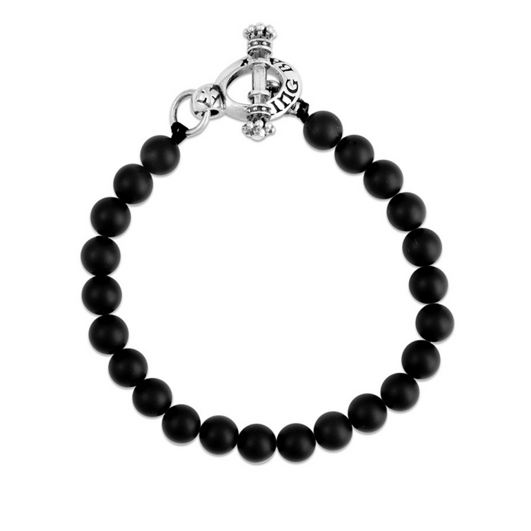 8mm Onyx Bead Bracelet with Silver Clasp - Danielle B.