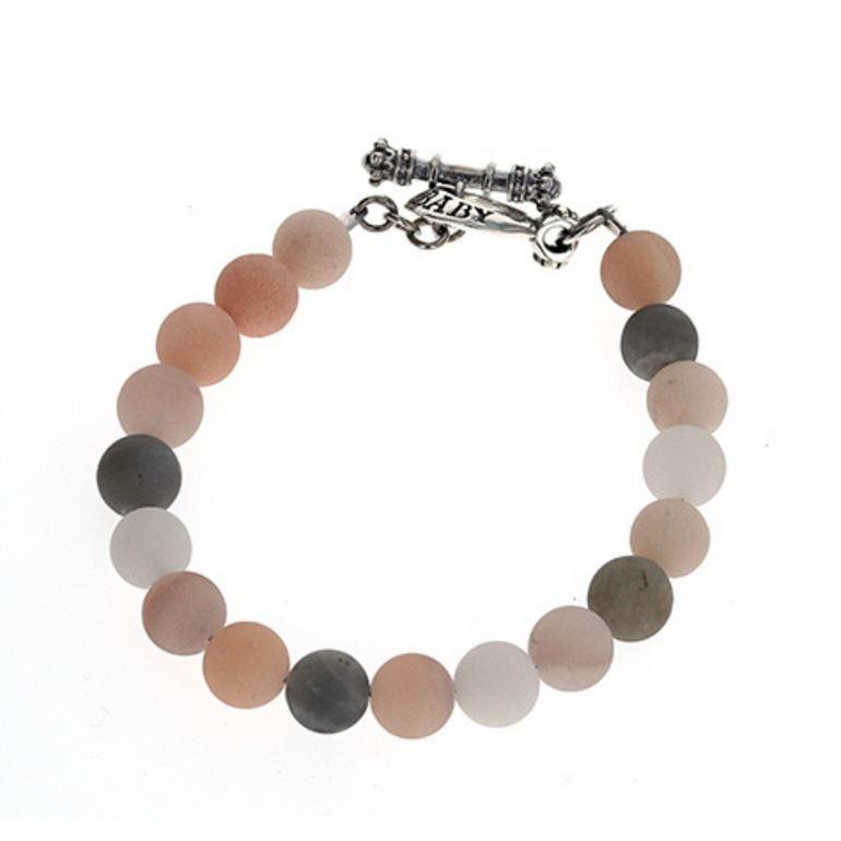 10mm Assorted Moonstone Round Bead Bracelet with Silver Clasp