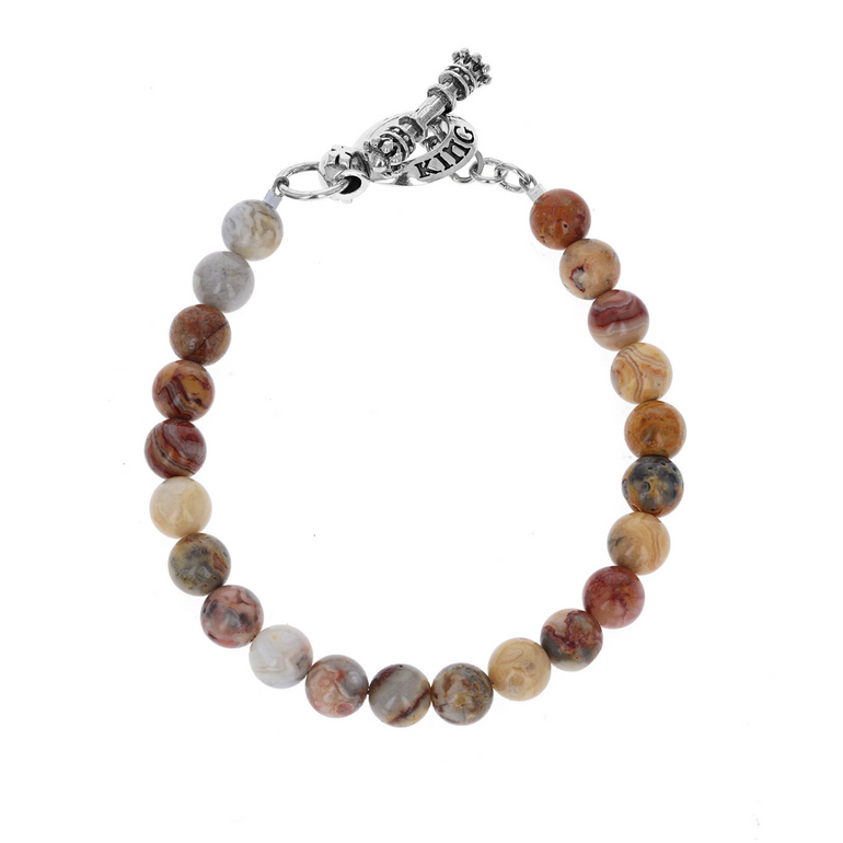 8mm Jasper Bracelet with Silver Toggle