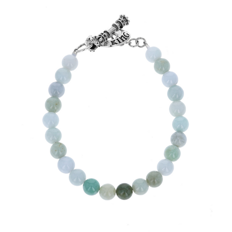 8mm Burma Jade Bracelet with Silver Toggle