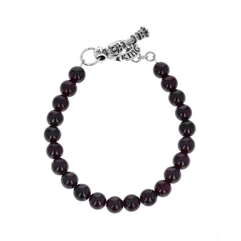 8mm Garnet Bracelet with Silver Toggle - Danielle B.