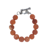 10mm Peach Druzy Agate Bracelet with Toggle