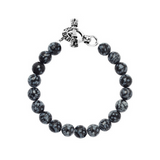 8mm Snowflake Agate Bracelet with Toggle Clasp