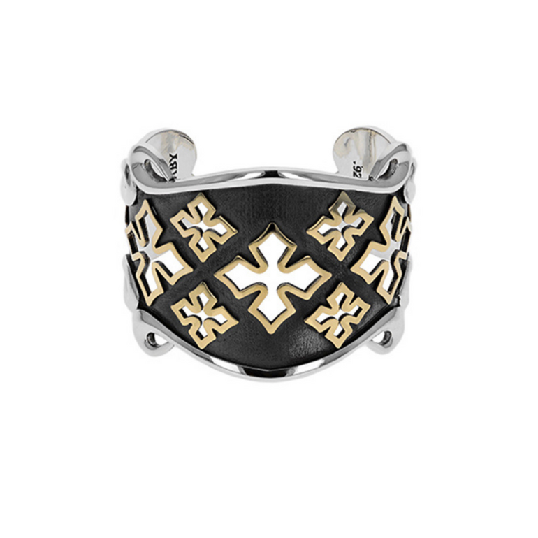 MB Cross Shield Cuff with Gold Alloy