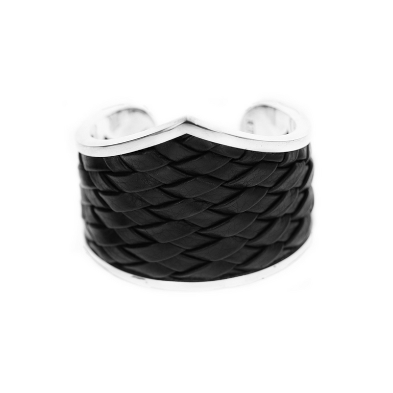 Woven Leather MB Cross Cuff - Danielle B.
