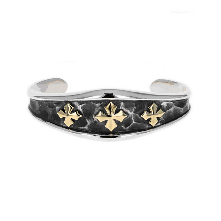 Hammered Triple MB Cross Cuff