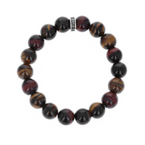 12mm Red Tiger Eye Bracelet with Logo Ring