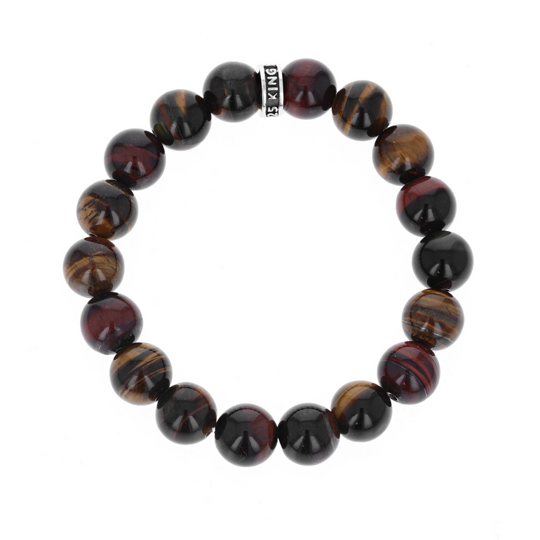 12mm Red Tiger Eye Bracelet with Logo Ring