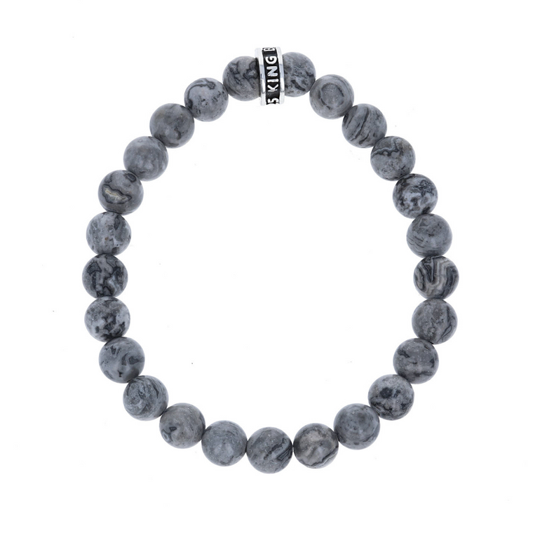 8mm Picasso Jasper Bracelet with Logo Ring
