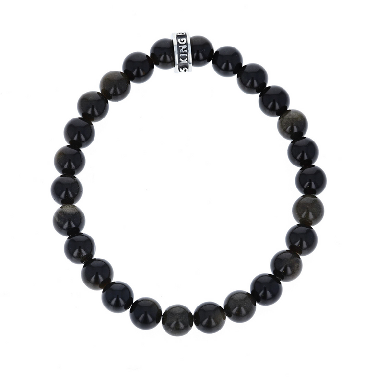 8mm Black Obsidian Bracelet with Logo Ring - Danielle B.