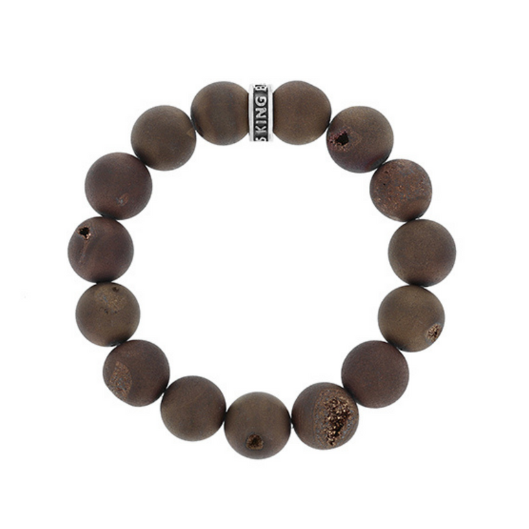 10mm Gold Druzy Agate Bracelet with Logo Ring